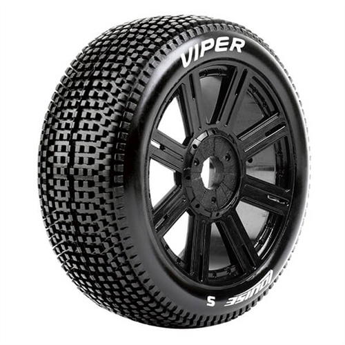 LOUISE RC B-VIPER 1/8 FR/RR SUPER SOFT HEX 17MM SPOKE/BLAC